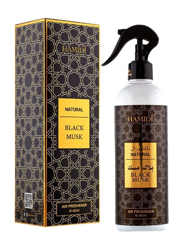 Hamidi 480ml Natural Black Musk Luxurious Air Freshener, Black/Gold