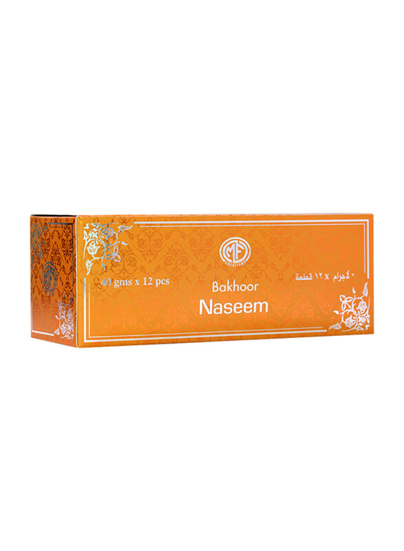 

MFCreations Bakhoor Naseem Incense, 12 Pieces x 40gm, Black