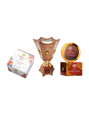 Mfcreations Ultimate Home Fragrance Gift Set with Noor 5253 Charcoals 80 Pieces, Bakhoor Lamsat Al Hareer 70gm & Electric Incense Burner, Multicolour