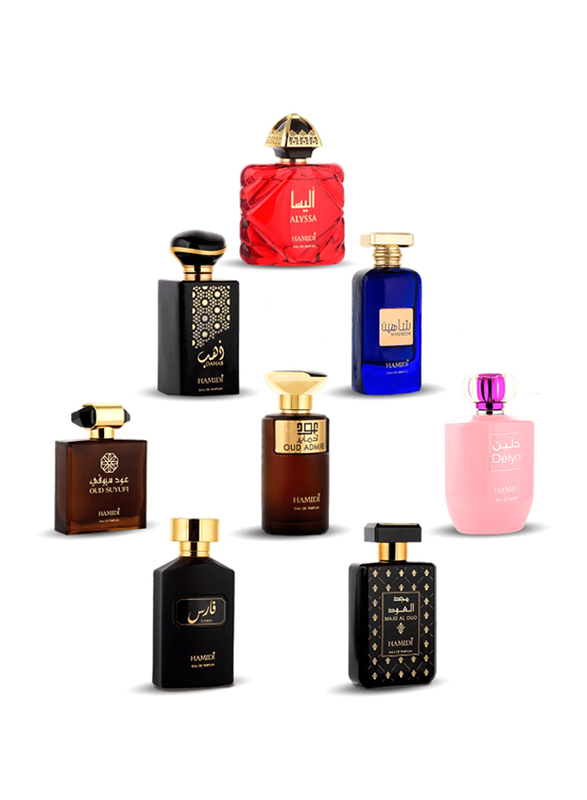 Hamidi 8-Piece Assorted Ultimate Luxury Fragrances Octet Collection Perfumes Gift Set Unisex, 8 x 100ml EDP