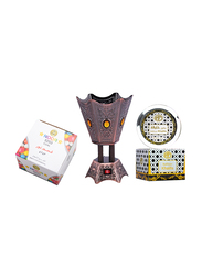 3-Piece Electric Incense Burner Ultimate Gift Set, 70gm Bakhoor Khalifa + 80 Pieces Noor 5253 Charcoal, Multicolour