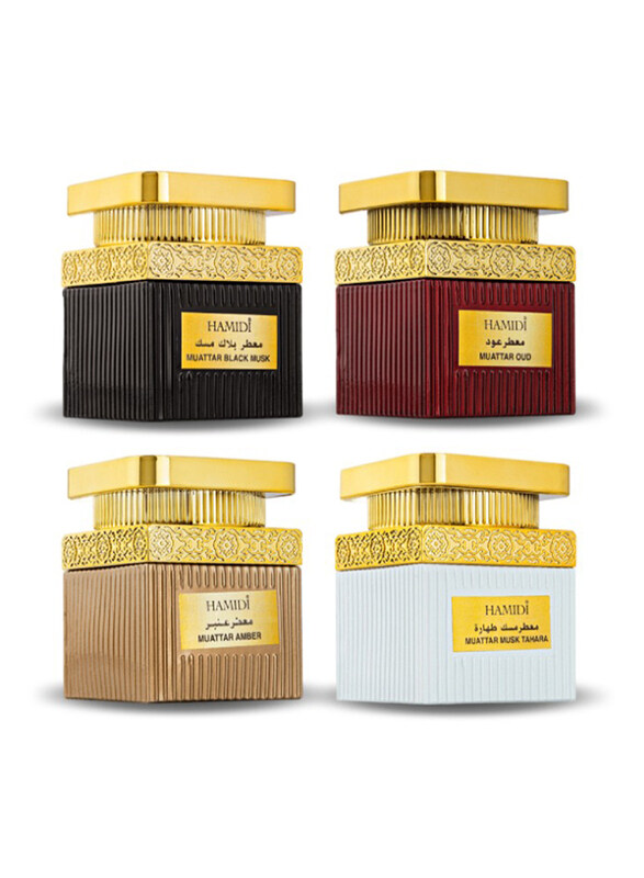 

Hamidi 4 x 50g Natural Bundle Premium Luxury Oriental Oud Muattar Set, Multicolour