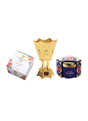 Hamidi Ultimate Gift Set, 70g Bakhoor Al Azhar + 80 Pieces Noor 5253 Charcoal + 3 Pieces Electric Incense Burner, Multicolour
