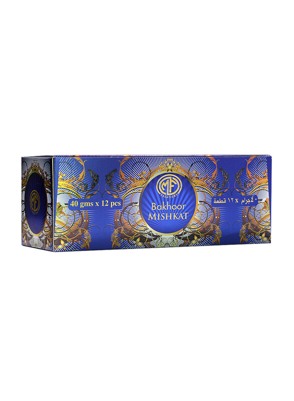 

MFCreations Bakhoor Mishkat Incense, 12 Pieces x 40gm, Black