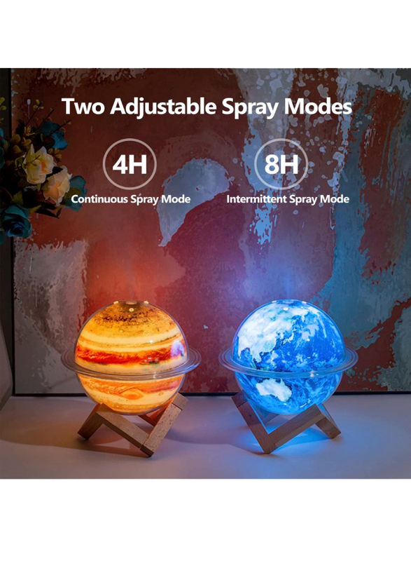 Portable Desk Galaxy Jupiter Cool Mist Humidifier with LED Light & Auto Shut-Off, Brown/White