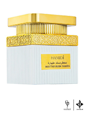 Hamidi Luxurious Natural Musk Tahara Home Fragrance Set with Air Freshener 480ml & Bakhoor Muattar 50g, White/Gold