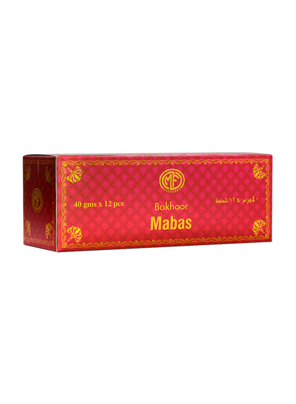 

MFCreations Bakhoor Mabas Incense, 12 Pieces x 40gm, Black