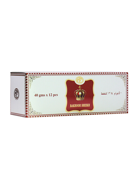 

MFCreations Bakhoor Sheikh Incense, 12 Pieces x 40gm, Red