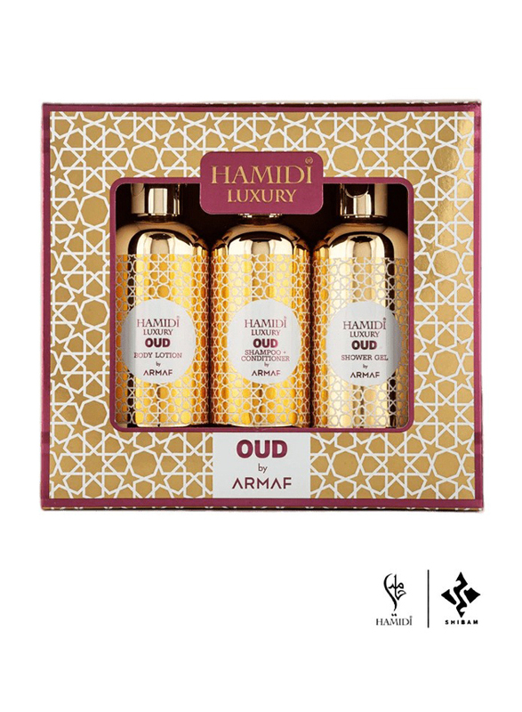 Hamidi Luxury Oud by Armaf Gift Set with Body Lotion, Shower Gel & Shampoo Conditioner, 3-Piece