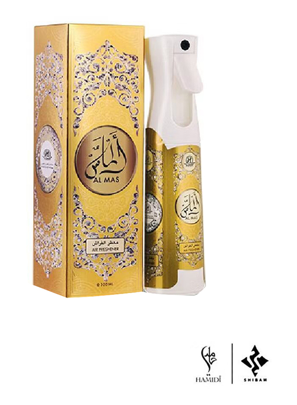 Hamidi 2-Piece Al Mas Gift Set, 320ml Air Freshener + 60g Bakhoor Oud Muattar