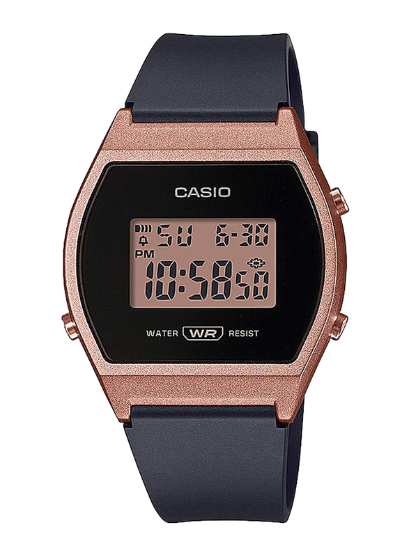 Casio Analog + Digital Watch for Women with Plastic Band, Water Resistant and Chronograph, LW-204-1AEF, Black/Rose Gold