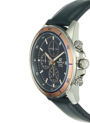 Casio Edifice Analog Watch for Men with Leather Band, Water Resistant and Chronograph, EFR-526L-2AV, Blue