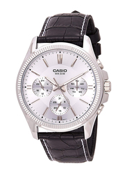 Casio Analog Watch for Men with Leather Band, Water Resistant and Chronograph, MTP-1375L-7AVDF, Black-Silver