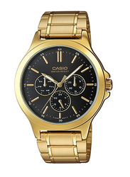 Casio Analog Watch for Men with Stainless Steel Band, Water Resistant and Chronograph, MTP-V300G-1AUDF, Gold-Black