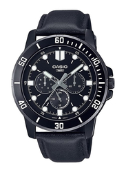 Casio Analog Japanese Quartz Watch for Men with Leather Artificial Band, Splash Resistant and Chronograph, MTP-VD300BL-1EUDF, Black