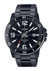 Casio Enticer Analog Japanese Quartz Watch for Men with Stainless Steel Band, Splash Resistant, MTP-VD01B-1BV, Black