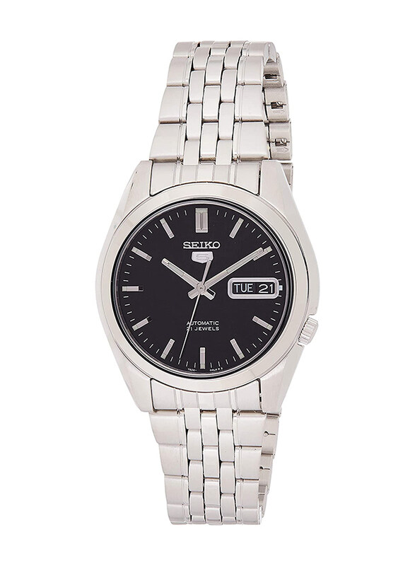 

Seiko Analog Watch for Men with Stainless Steel Band, Water Resistant, SNK361K1, Silver-Black