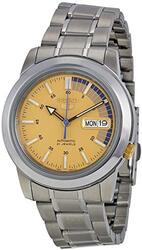 Seiko Analog Watch for Men with Stainless Steel Band, Water Resistant, SNKK29K1, Gold-Silver