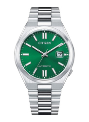 Citizen Analog Watch for Men with Stainless Steel Band, Water Resistant, NJ0150-81X, Silver-Green