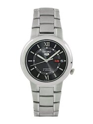 Seiko Analog Watch for Men with Stainless Steel Band, Water Resistant, SNKA23K, Black-Silver