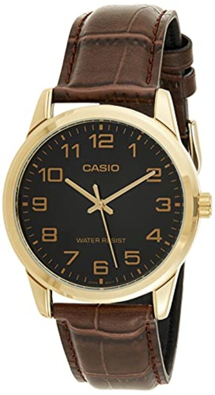 Casio Analog Watch for Men with Plastic Band, MTP-V001GL-1BUDF, Brown-Black
