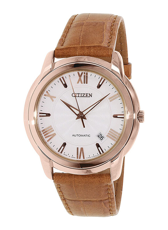 

Citizen Analog Watch for Men with Leather Band, Water Resistant, NB0032-05A, Brown-White
