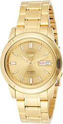 Seiko Analog Watch for Men with Stainless Steel Band, Water Resistant, SNKK20K1, Gold