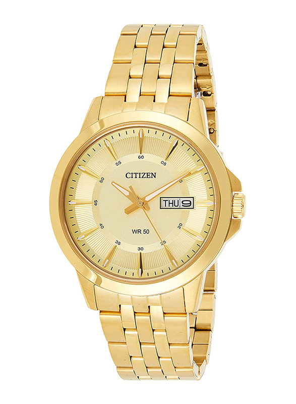 Citizen Analog Watch for Men with Stainless Steel Band, Water Resistant, BF2013-56P, Gold