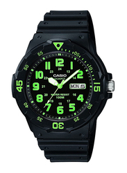 Casio Analog Watch for Men with Resin Band, Water Resistant, MRW-200H-3B, Black-Green/Black