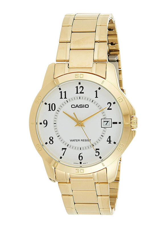 

Casio Analog Watch for Men with Stainless Steel Band, Water Resistant, EAW-MTP-V004G-7BUDF, Gold-White