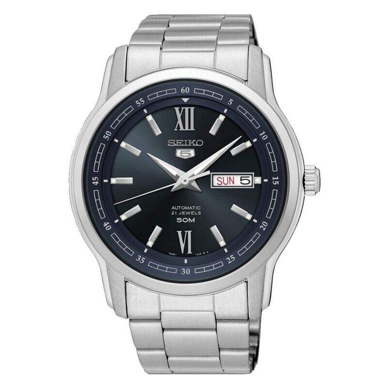 

Seiko Analog Watch for Men with Stainless Steel Band, Water Resistant, SNKP17K1, Black-Silver