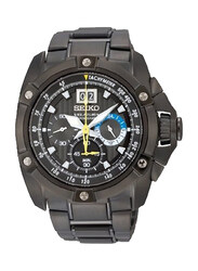 Seiko Velatura Analog Watch for Men with Stainless Steel Band, Water Resistant and Chronograph, SPC073P1, Black