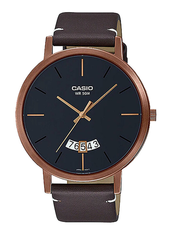 

Casio Analog Watch for Men with Leather Band, Water Resistant, MTP-B100RL-1EVDF, Brown-Black