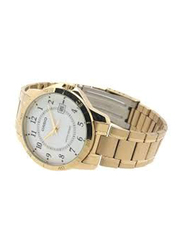 Casio Analog Couple Unisex Watch Set with Stainless Steel Band, Water Resistant, MTP/LTP-V004G-7B, Gold-White
