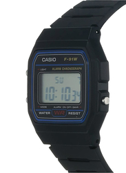 Casio Digital Unisex Watch with Resin Band, Water Resistant and Alarm LCD, F-91W-1DG (D002), Black/Grey