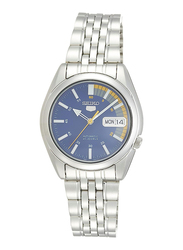 Seiko Analog Watch for Men with Stainless Steel Band, Water Resistant, SNK371K, Silver/Blue