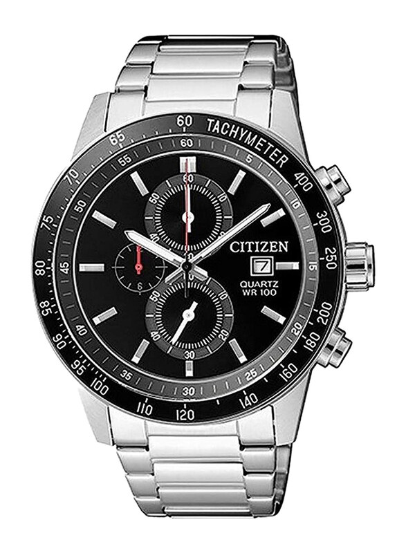 

Citizen Analog Watch for Men with Stainless Steel Band, Water Resistant and Chronograph, AN3600-59E, Silver-Black