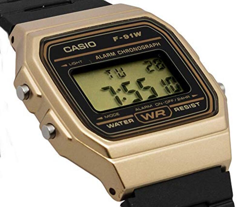 Casio Digital Watch for Men with Silicone Band, F-91WM-9ADF, Black-Black