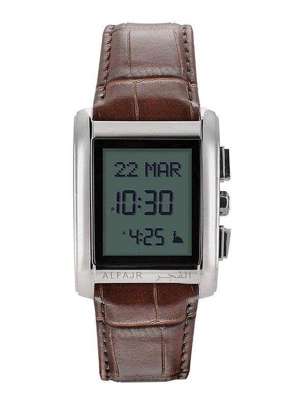 

Al Fajr Casual Digital Watch for Men with Leather Band, 70-WS-06L, Brown-Black