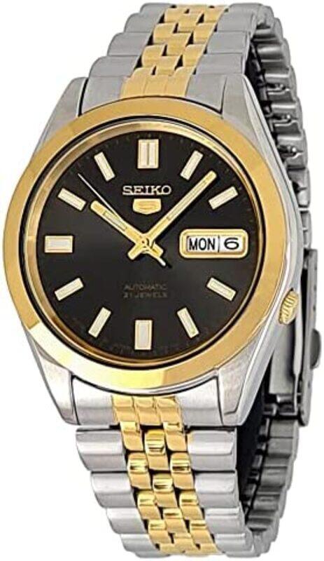 

Seiko 21 Jewels Analog Watch for Men with Stainless Steel Band, SNKC42J1, Multicolour-Black