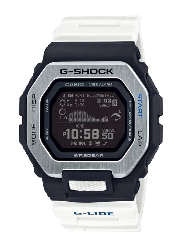 

Casio G-Shock Digital Watch for Men with Plastic Band, Water Resistant, GBX-100-7DR, White-Black