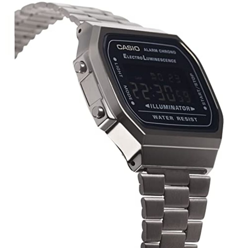 Casio Digital Watch for Men with Stainless Steel Band, A168WEGG-1BEF, Black-Blue