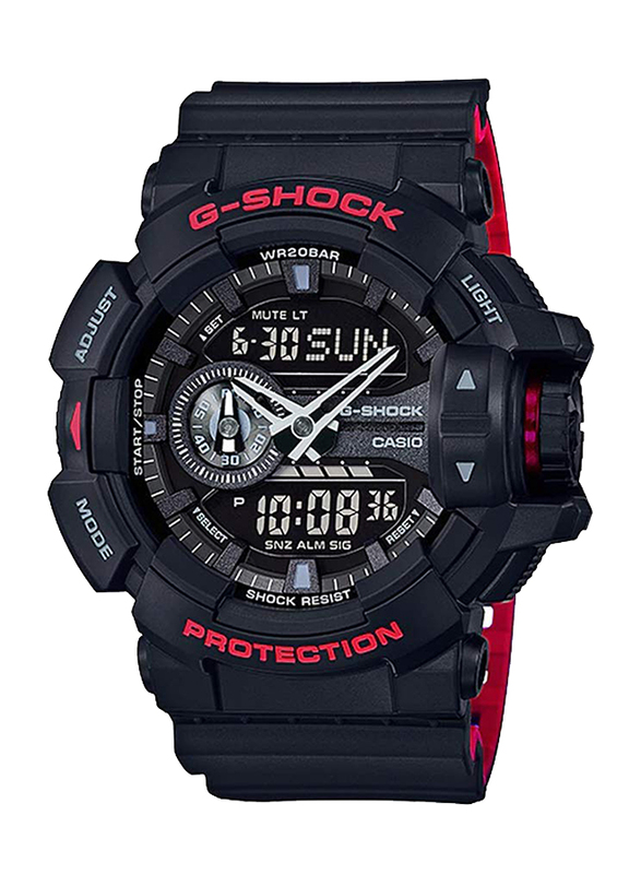 Casio G-Shock Analog/Digital Quartz Watch for Men with Resin Band, Water Resistant, GA-400HR, Black