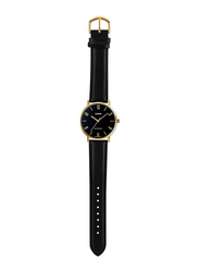 Casio 3-Hand Analog Watch for Men with Leather Band, Water Resistant, MTP-VT01GL-1B2, Black