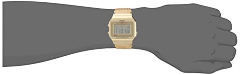 Casio Digital Watch for Men with Mesh Band, A700WMG-9AVT, Gold-Beige
