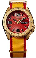 Seiko Analog Watch for Men with Stainless Steel Band, SRPF24K1, Yellow-Red