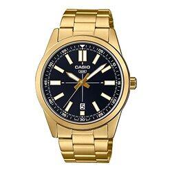 Casio Analog Watch for Men with Stainless Steel Band, MTP-VD02G-1E, Black-Black