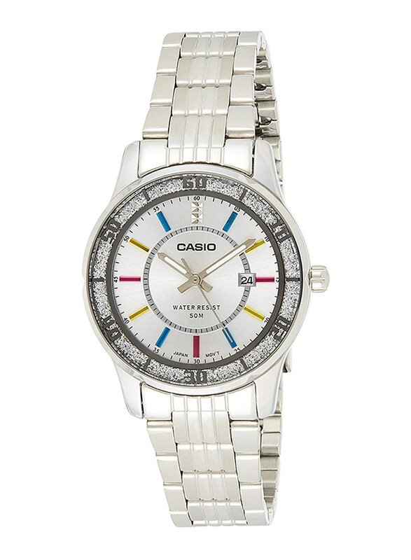 

Casio Analog Watch for Women with Stainless Steel Band, Water Resistant, LTP-1358D-7AVDF, Silver