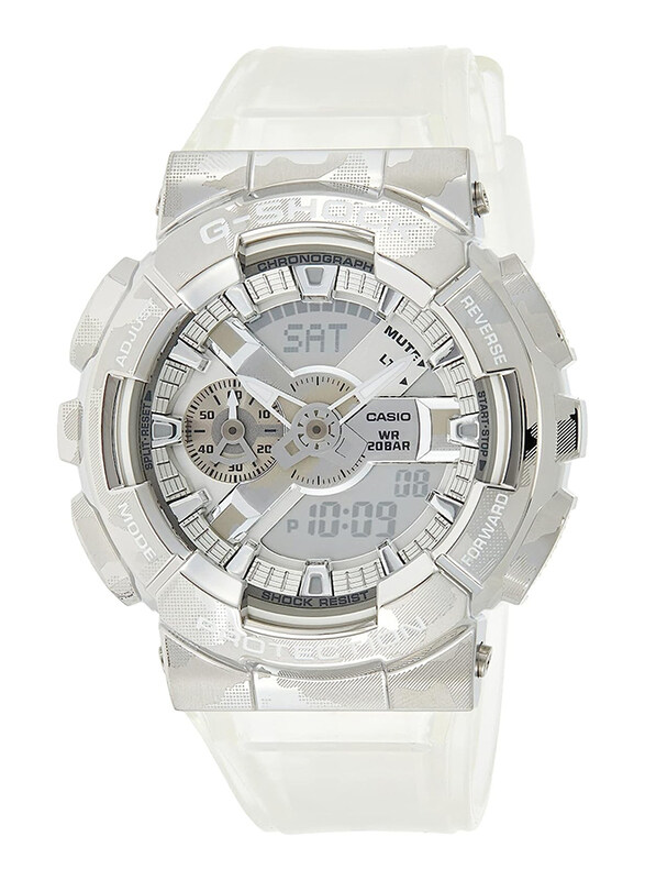 

Casio G-Shock Analog + Digital Watch for Men with Plastic Band, Water Resistant, GM-110SCM-1ADR, White-Silver