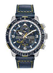 Citizen Promaster Skyhawk Analog Watch for Men with Leather Band, Water Resistant and Chronograph, JY8078-01L, Blue